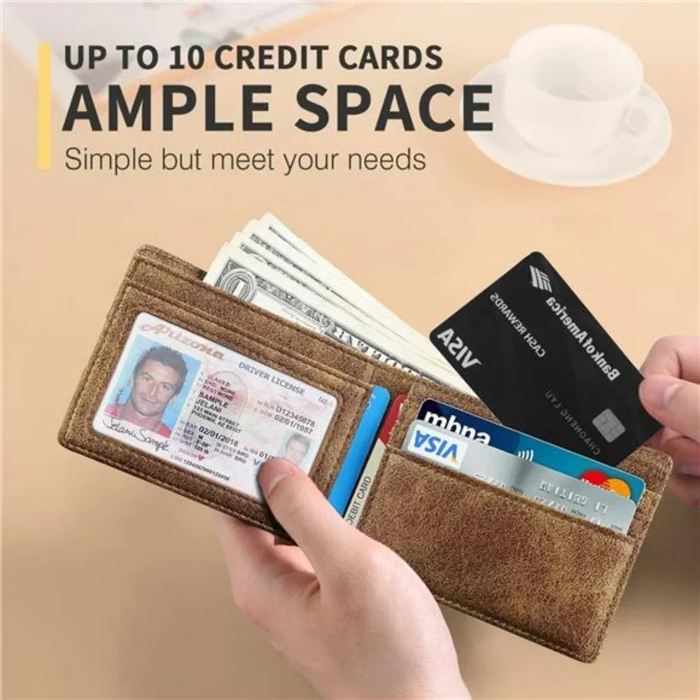 Slim Wallet for Men with RFID Blocking & Minimalist Front Pocket Wallet Leather